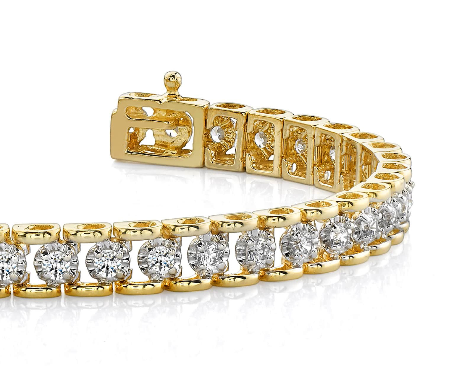 Classic Prong Illusion Set Diamond Tennis Bracelet In Platinum Or Gold